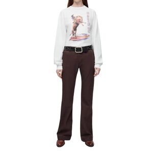 Re/Done Chocolate Brown Mid Rise Trouser Pants